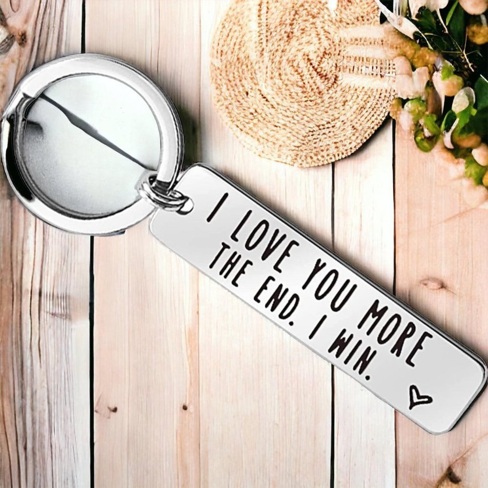 Stainless Steel I love you more The End I win keychain- Small Special Gifts